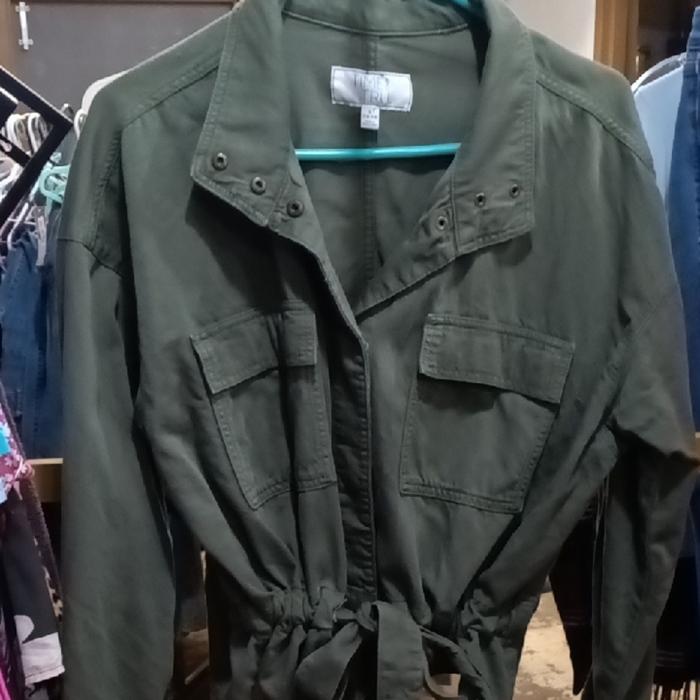 Time and Tru Olive Utility Jacket